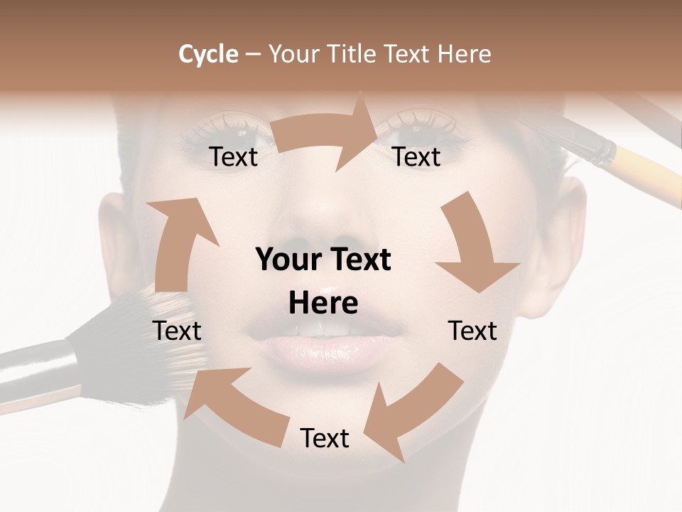 A Woman With Makeup Brushes On Her Face PowerPoint Template