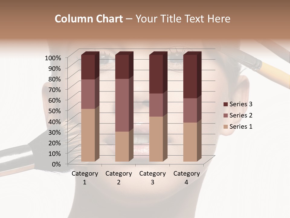 A Woman With Makeup Brushes On Her Face PowerPoint Template