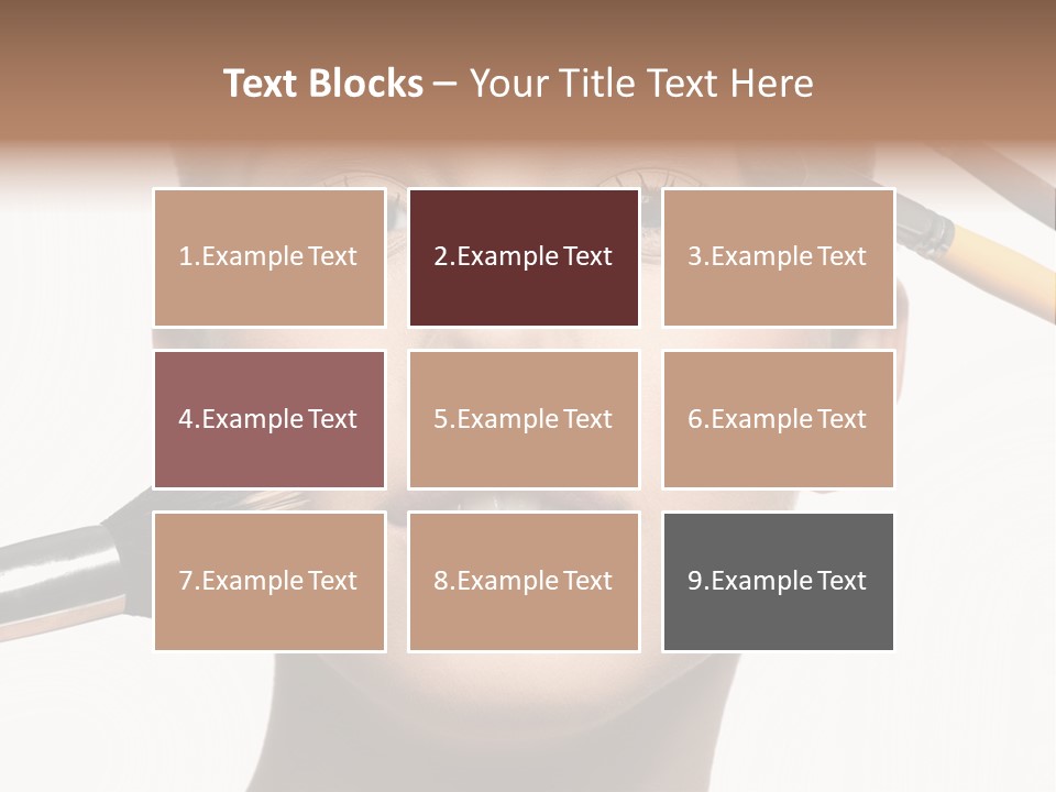 A Woman With Makeup Brushes On Her Face PowerPoint Template