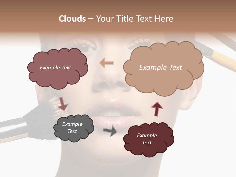 A Woman With Makeup Brushes On Her Face PowerPoint Template