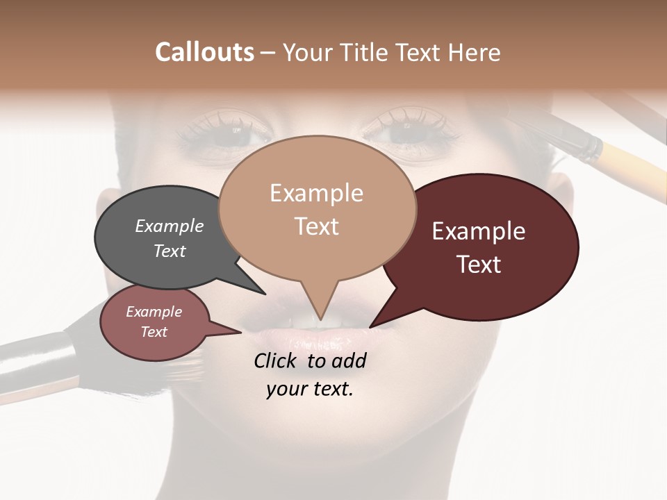 A Woman With Makeup Brushes On Her Face PowerPoint Template
