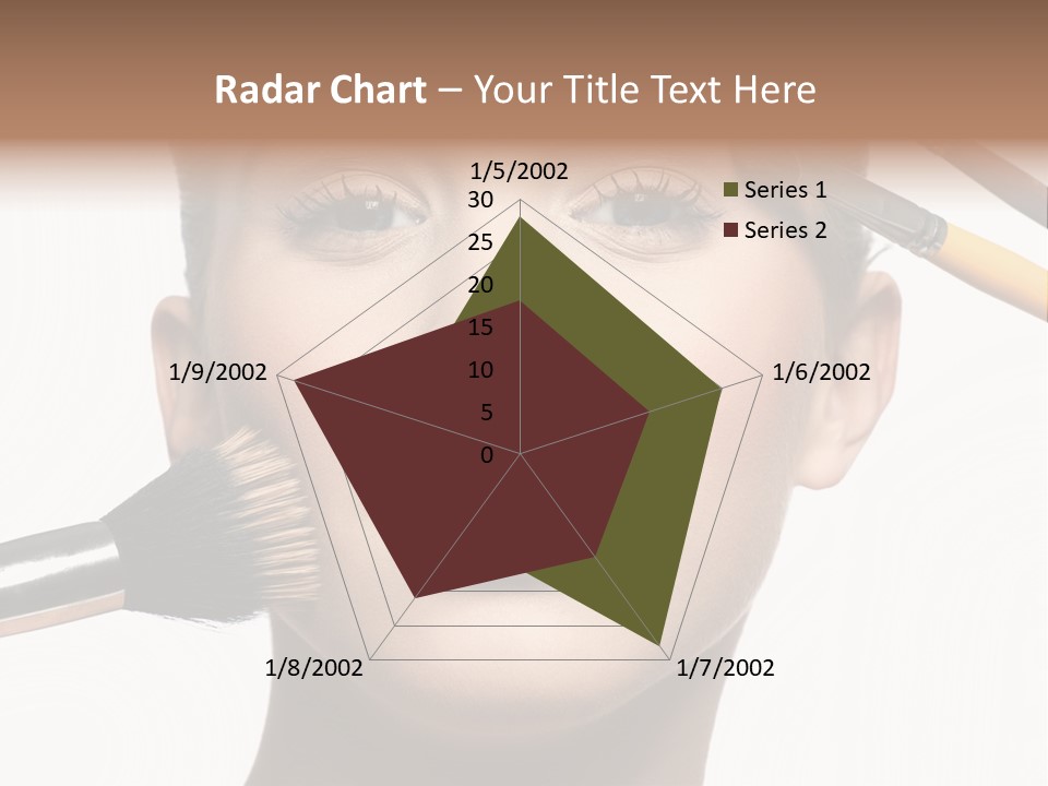 A Woman With Makeup Brushes On Her Face PowerPoint Template