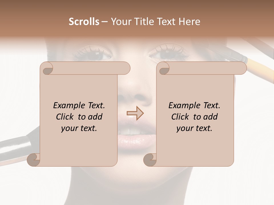 A Woman With Makeup Brushes On Her Face PowerPoint Template
