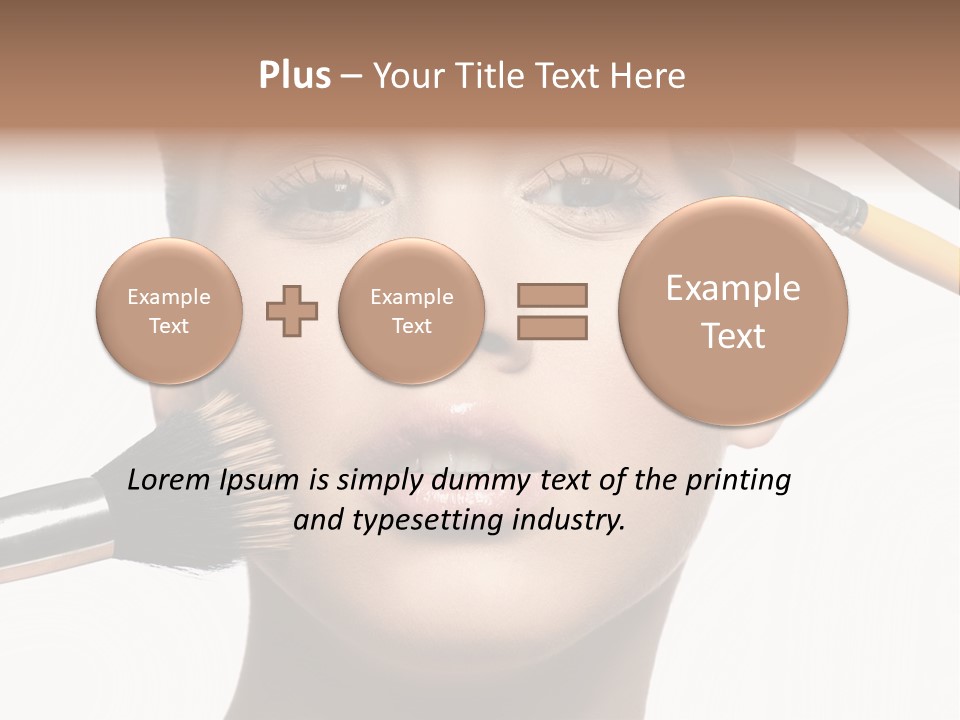 A Woman With Makeup Brushes On Her Face PowerPoint Template