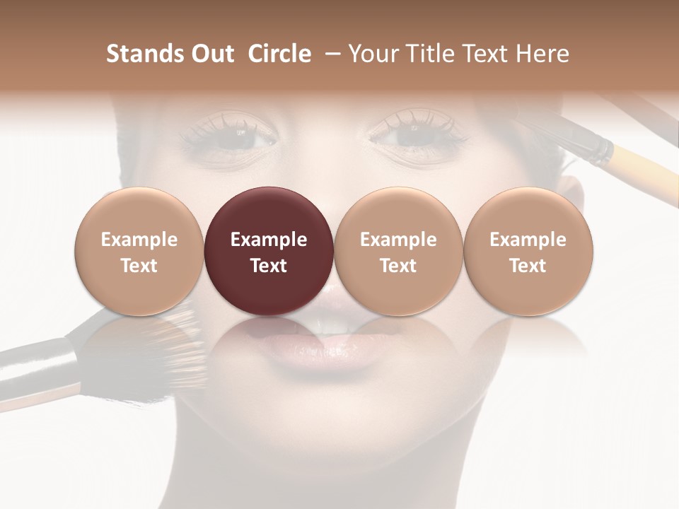 A Woman With Makeup Brushes On Her Face PowerPoint Template