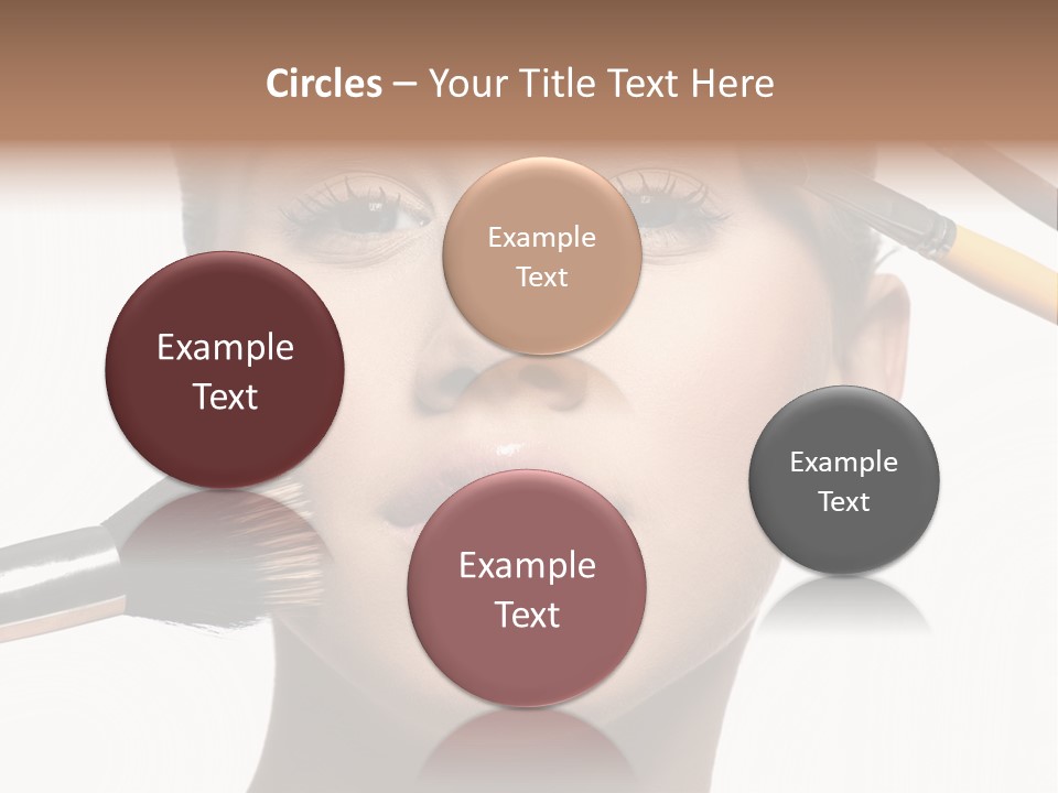 A Woman With Makeup Brushes On Her Face PowerPoint Template
