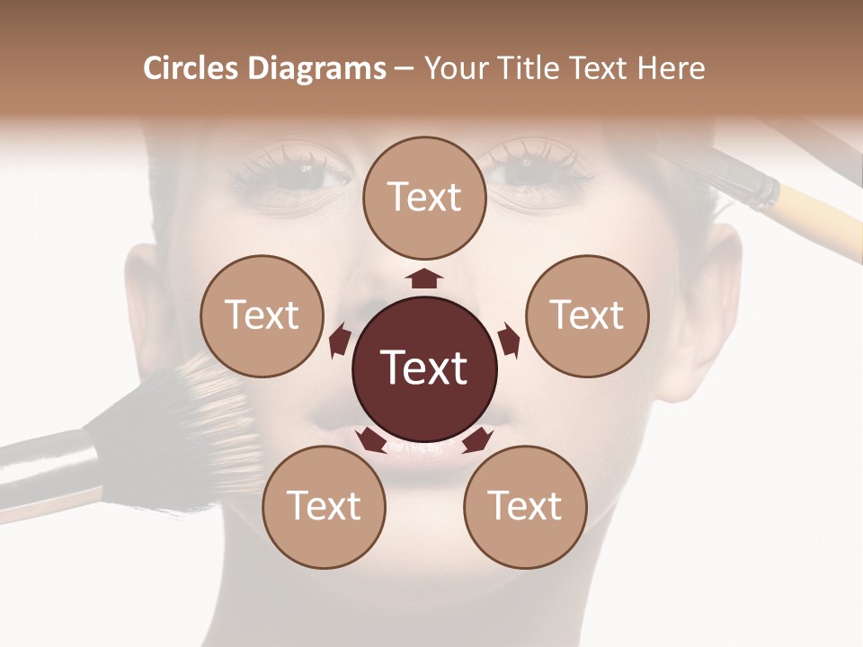 A Woman With Makeup Brushes On Her Face PowerPoint Template