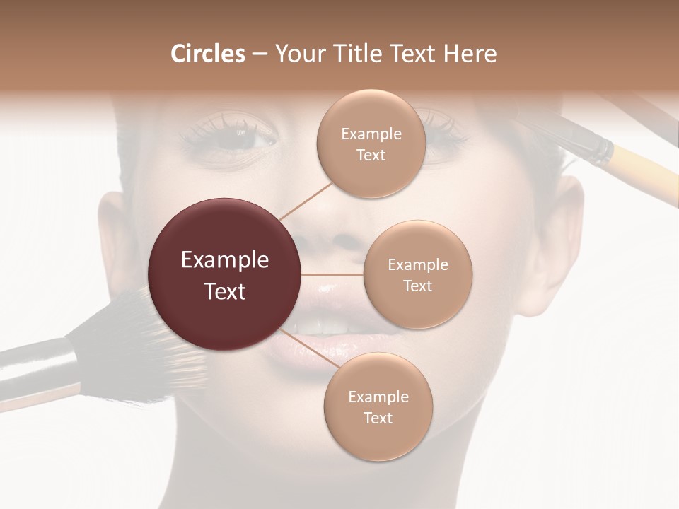 A Woman With Makeup Brushes On Her Face PowerPoint Template