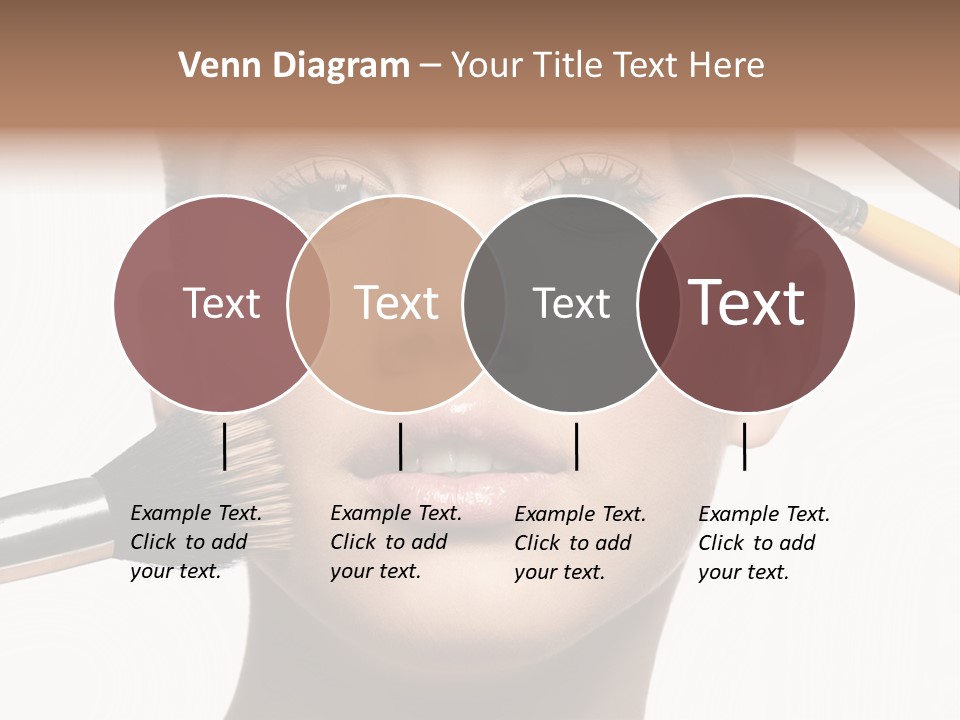 A Woman With Makeup Brushes On Her Face PowerPoint Template