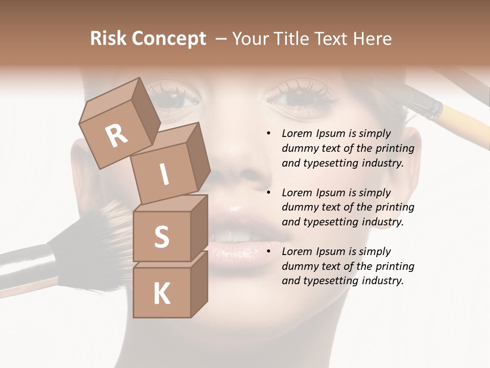 A Woman With Makeup Brushes On Her Face PowerPoint Template