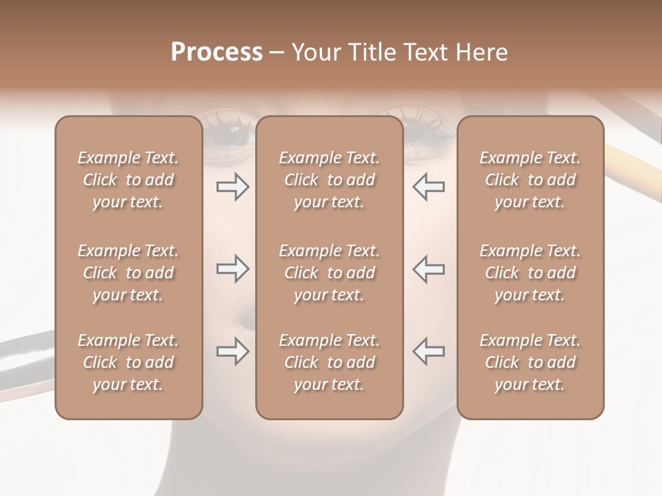 A Woman With Makeup Brushes On Her Face PowerPoint Template