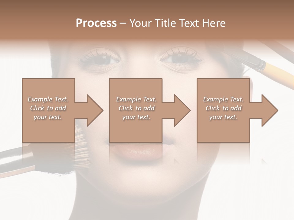 A Woman With Makeup Brushes On Her Face PowerPoint Template