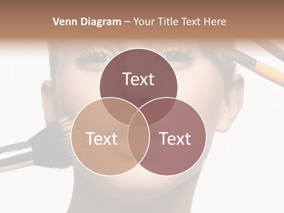 A Woman With Makeup Brushes On Her Face PowerPoint Template