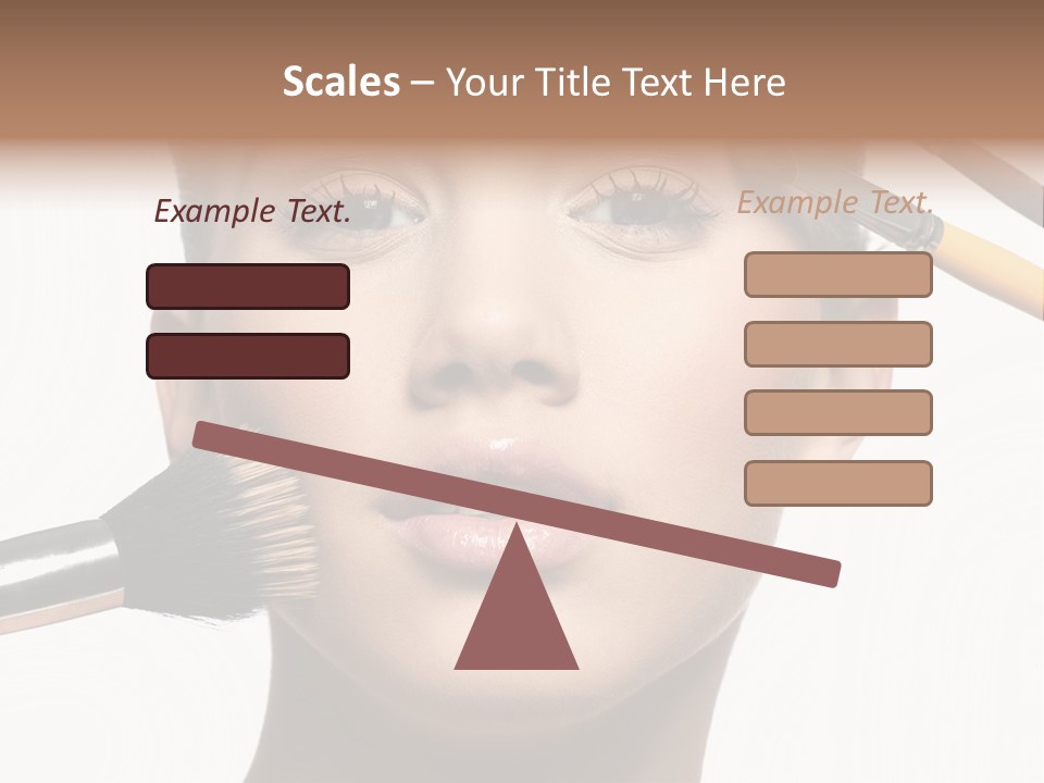 A Woman With Makeup Brushes On Her Face PowerPoint Template