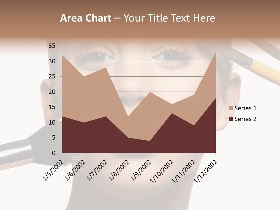 A Woman With Makeup Brushes On Her Face PowerPoint Template