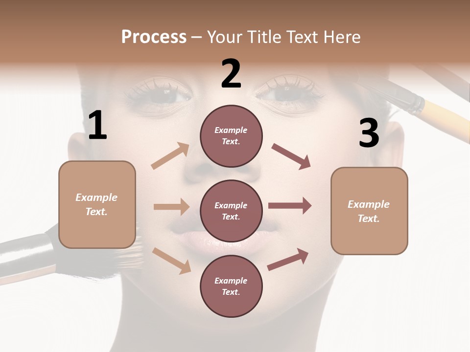 A Woman With Makeup Brushes On Her Face PowerPoint Template