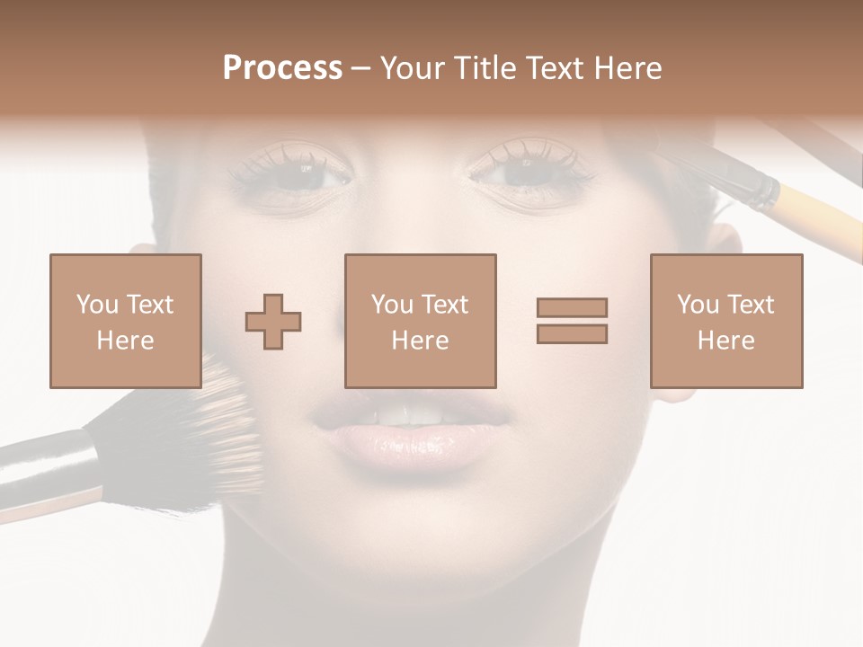 A Woman With Makeup Brushes On Her Face PowerPoint Template