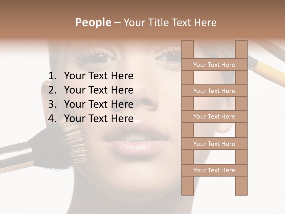 A Woman With Makeup Brushes On Her Face PowerPoint Template