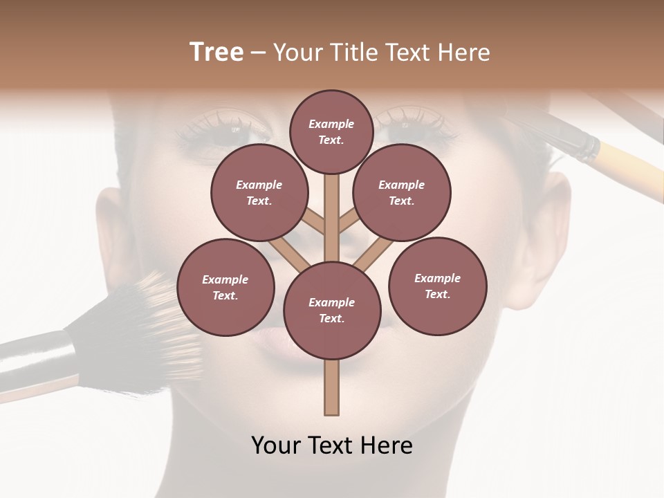 A Woman With Makeup Brushes On Her Face PowerPoint Template