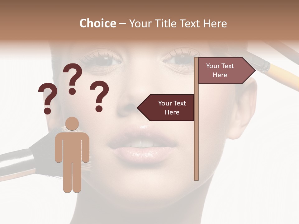 A Woman With Makeup Brushes On Her Face PowerPoint Template