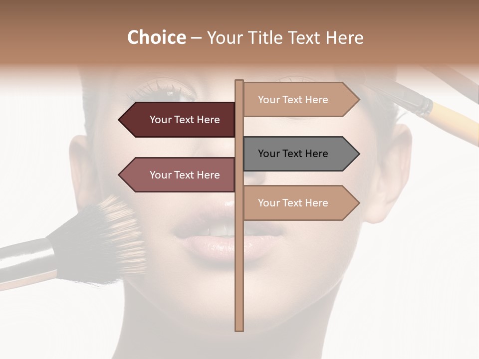 A Woman With Makeup Brushes On Her Face PowerPoint Template