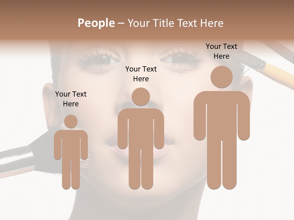 A Woman With Makeup Brushes On Her Face PowerPoint Template