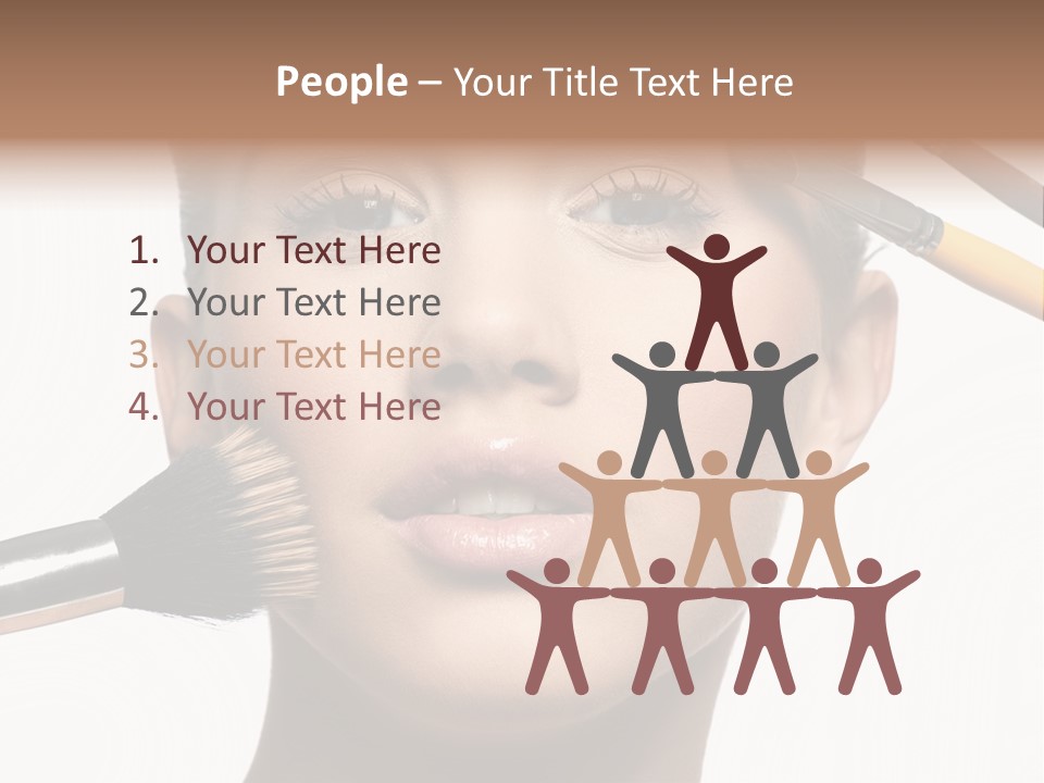 A Woman With Makeup Brushes On Her Face PowerPoint Template