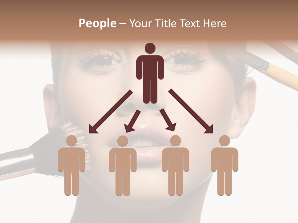 A Woman With Makeup Brushes On Her Face PowerPoint Template