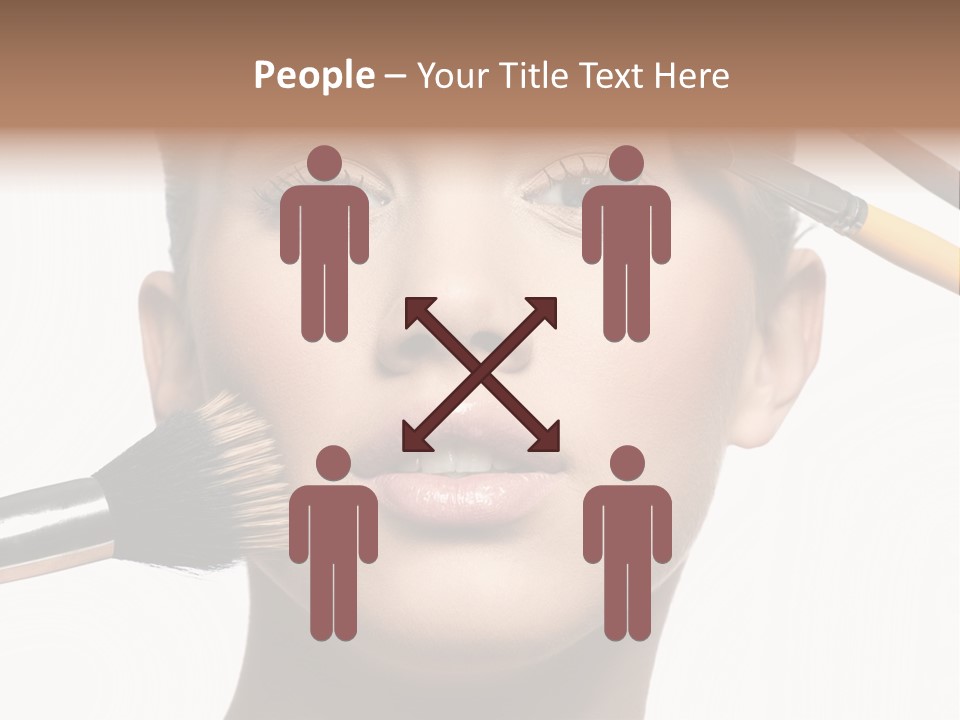 A Woman With Makeup Brushes On Her Face PowerPoint Template