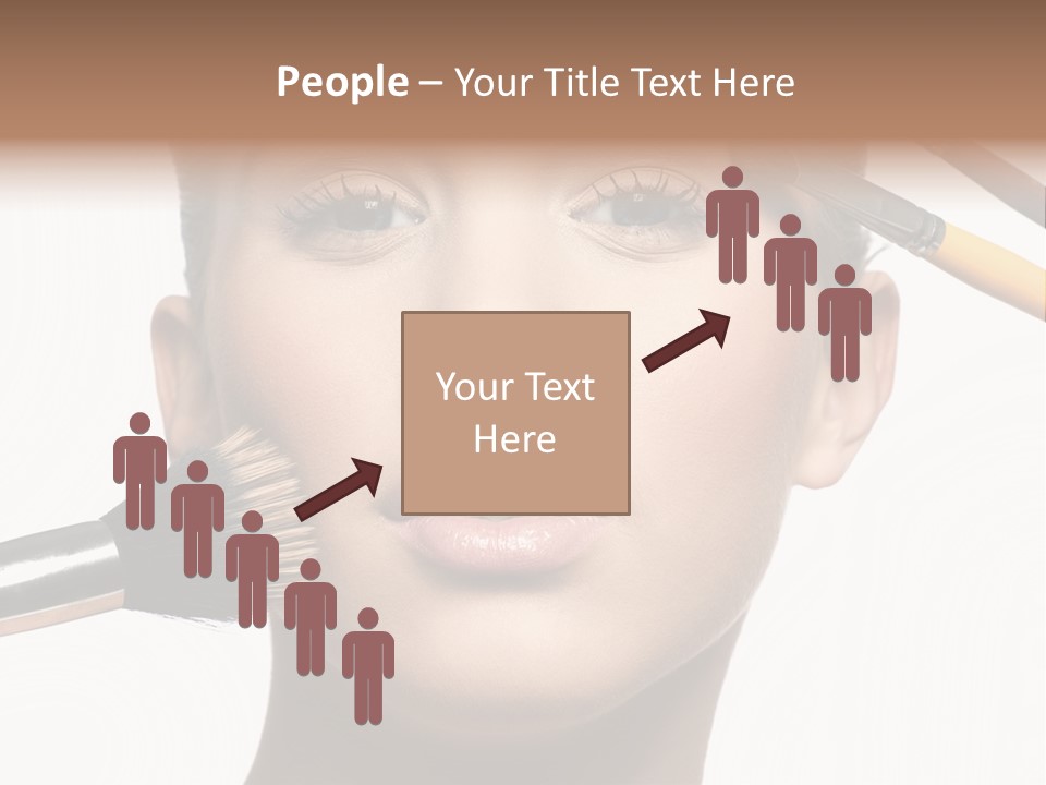 A Woman With Makeup Brushes On Her Face PowerPoint Template
