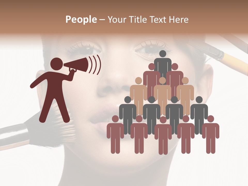 A Woman With Makeup Brushes On Her Face PowerPoint Template
