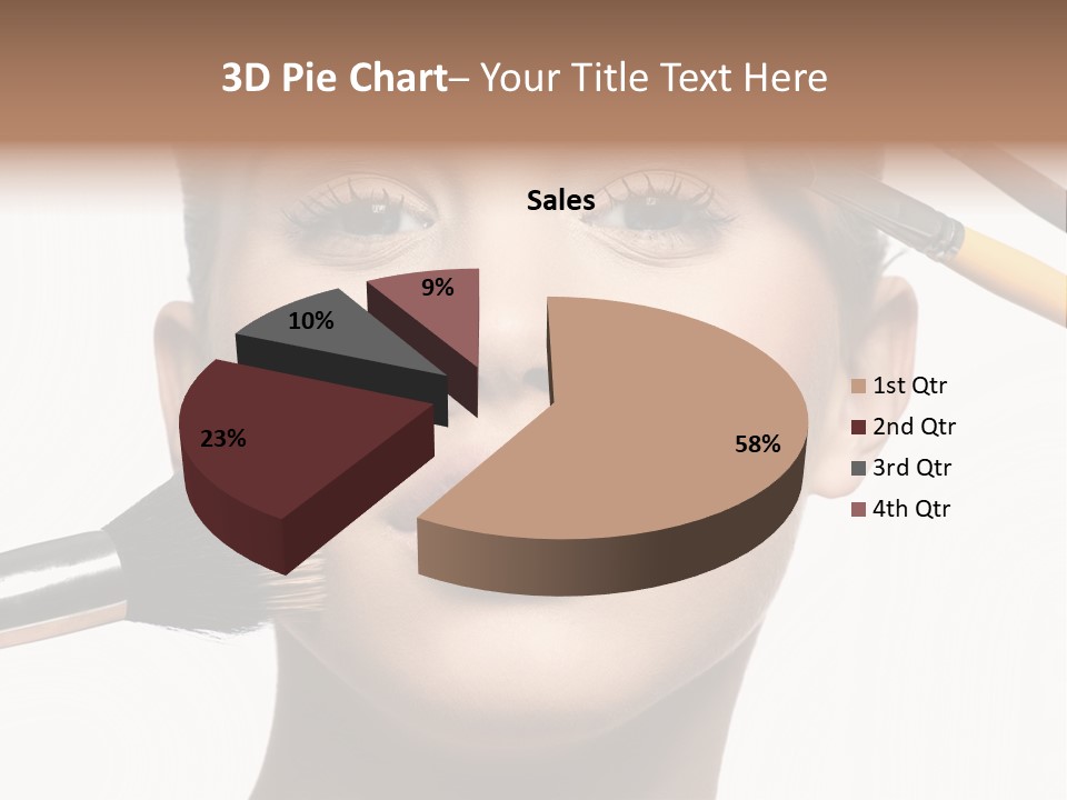 A Woman With Makeup Brushes On Her Face PowerPoint Template