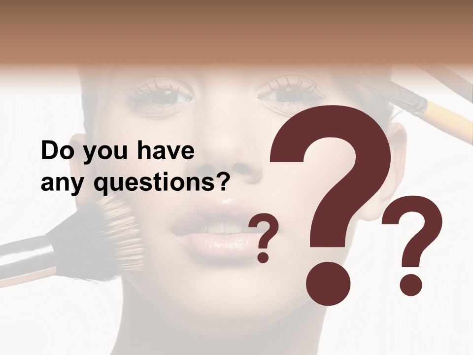 A Woman With Makeup Brushes On Her Face PowerPoint Template