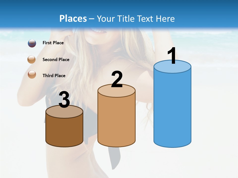A Woman In A Bikini And Hat On The Beach PowerPoint Template