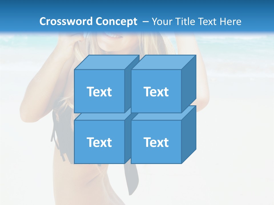 A Woman In A Bikini And Hat On The Beach PowerPoint Template