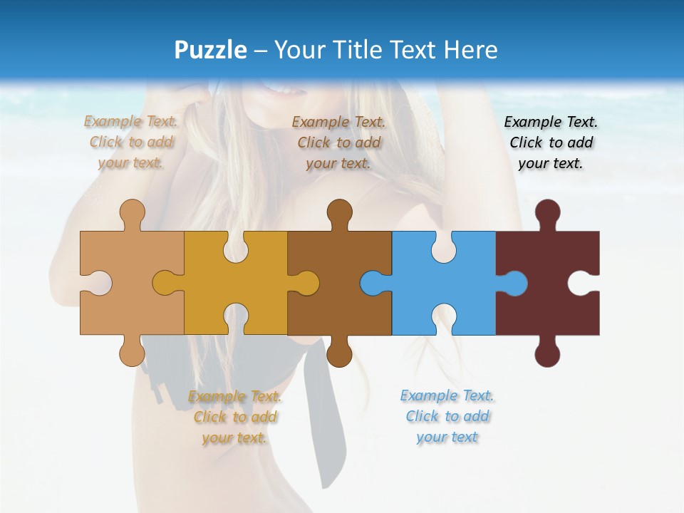 A Woman In A Bikini And Hat On The Beach PowerPoint Template