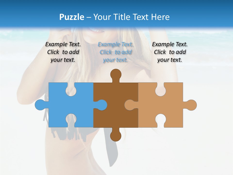 A Woman In A Bikini And Hat On The Beach PowerPoint Template