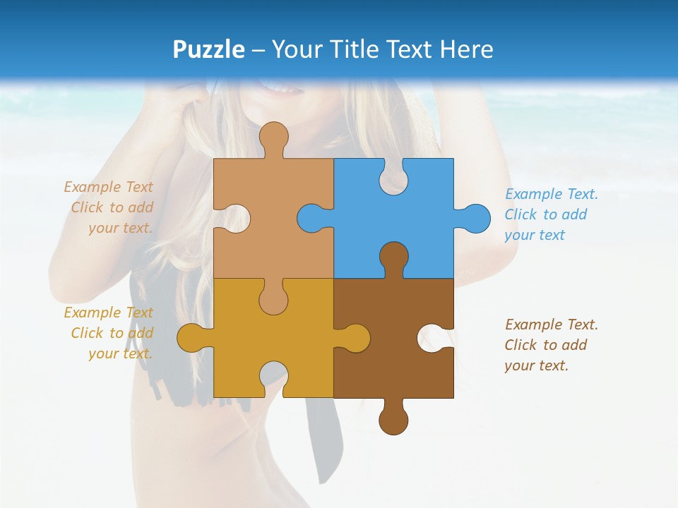 A Woman In A Bikini And Hat On The Beach PowerPoint Template