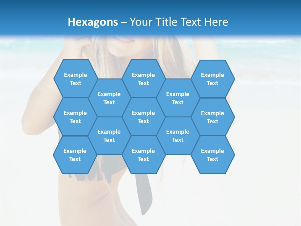 A Woman In A Bikini And Hat On The Beach PowerPoint Template