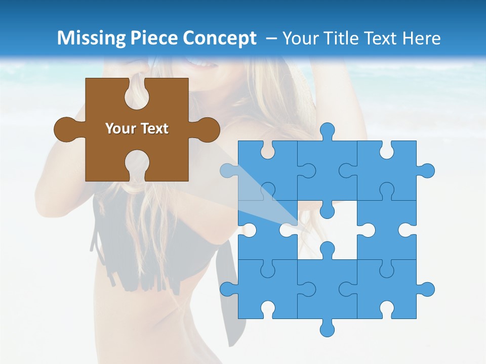 A Woman In A Bikini And Hat On The Beach PowerPoint Template
