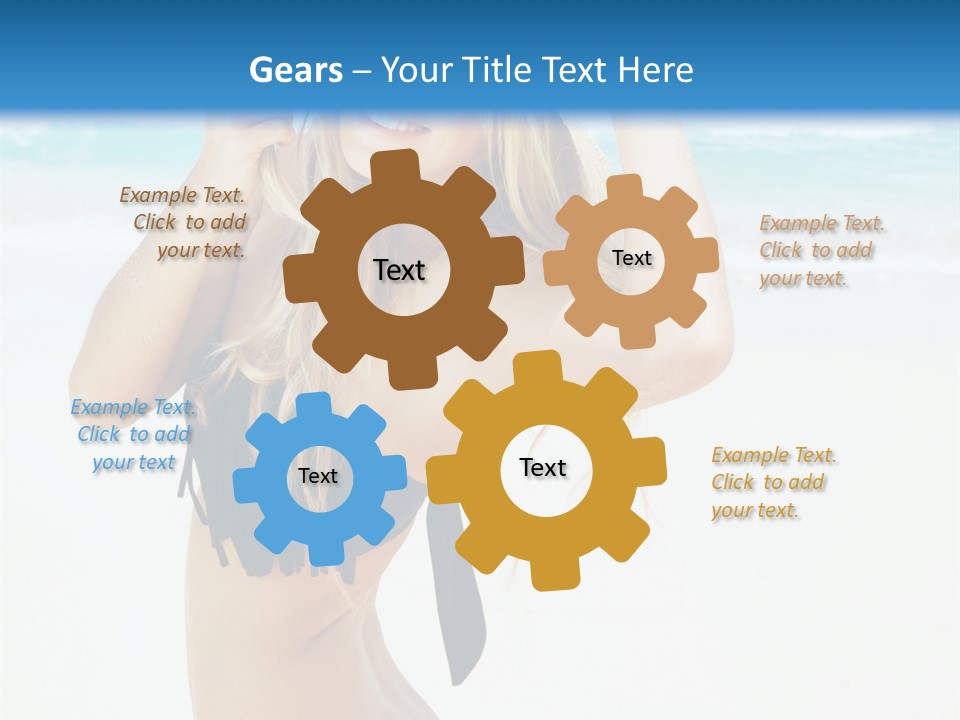 A Woman In A Bikini And Hat On The Beach PowerPoint Template