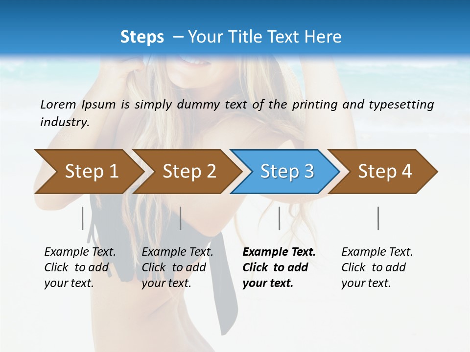 A Woman In A Bikini And Hat On The Beach PowerPoint Template