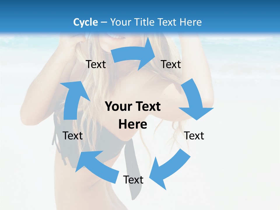 A Woman In A Bikini And Hat On The Beach PowerPoint Template