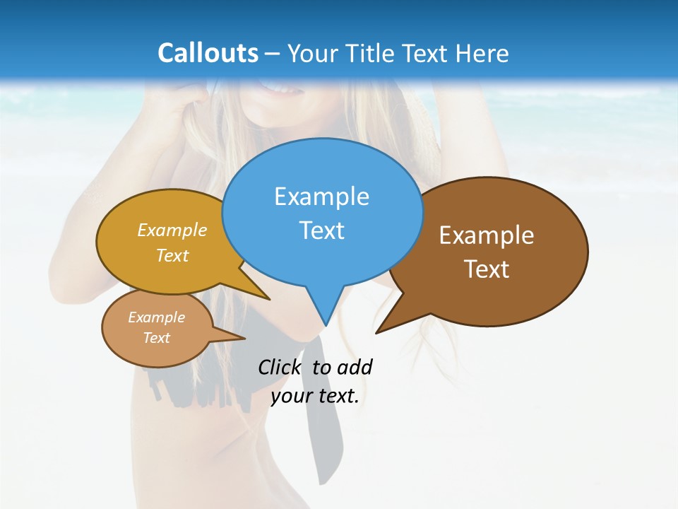 A Woman In A Bikini And Hat On The Beach PowerPoint Template