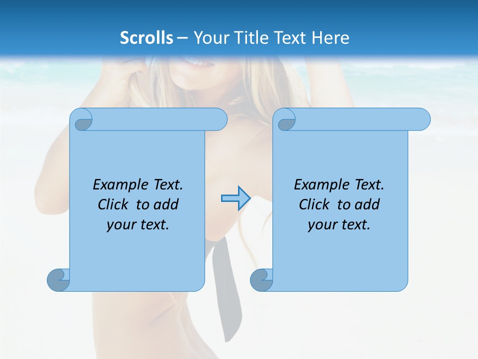 A Woman In A Bikini And Hat On The Beach PowerPoint Template