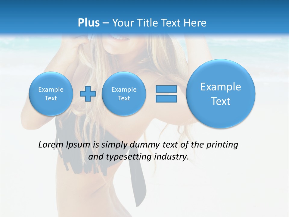 A Woman In A Bikini And Hat On The Beach PowerPoint Template