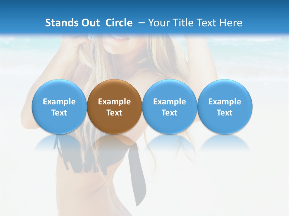 A Woman In A Bikini And Hat On The Beach PowerPoint Template