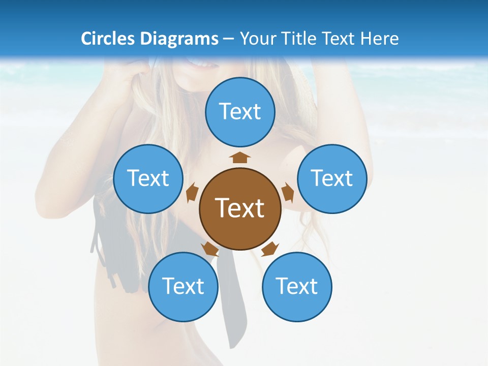 A Woman In A Bikini And Hat On The Beach PowerPoint Template
