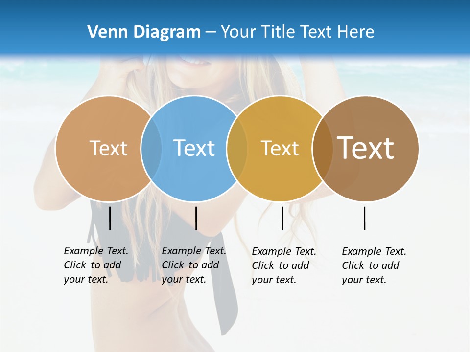 A Woman In A Bikini And Hat On The Beach PowerPoint Template