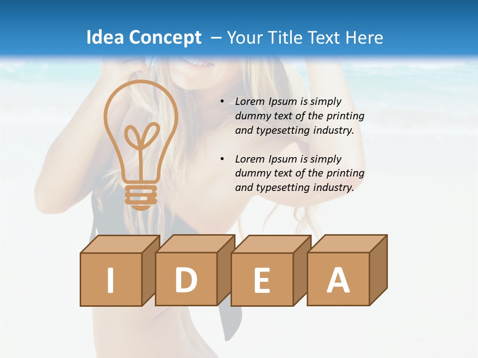 A Woman In A Bikini And Hat On The Beach PowerPoint Template